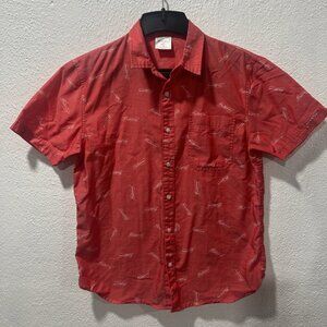 Budweiser Beer Men's Short Sleeve Button Down Red Shirt Size S BBQ Tailgating